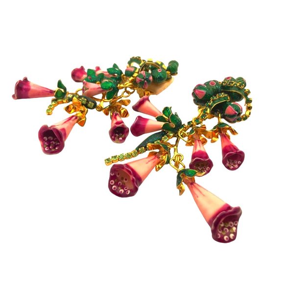 Lunch at the Ritz Couture Earrings Foxy Flowers Whimsical Jewelry - Picture 1 of 6